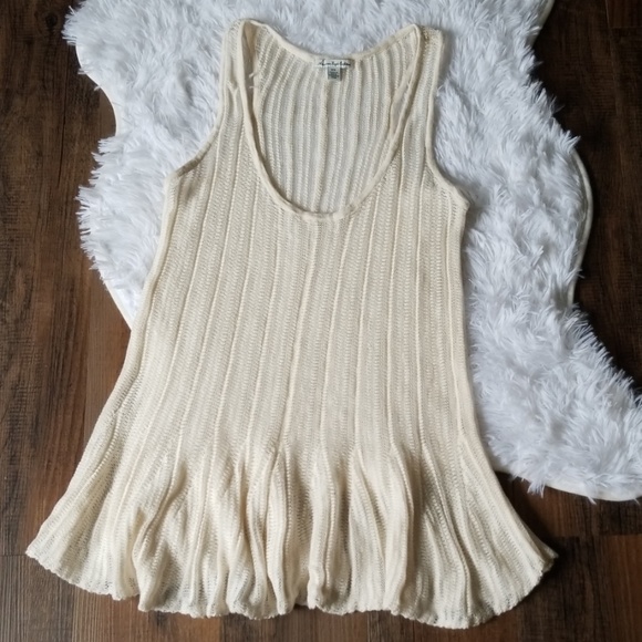 American Eagle Outfitters Tops - Knit Tank Top Ruffle Cream Festival American Eagle
